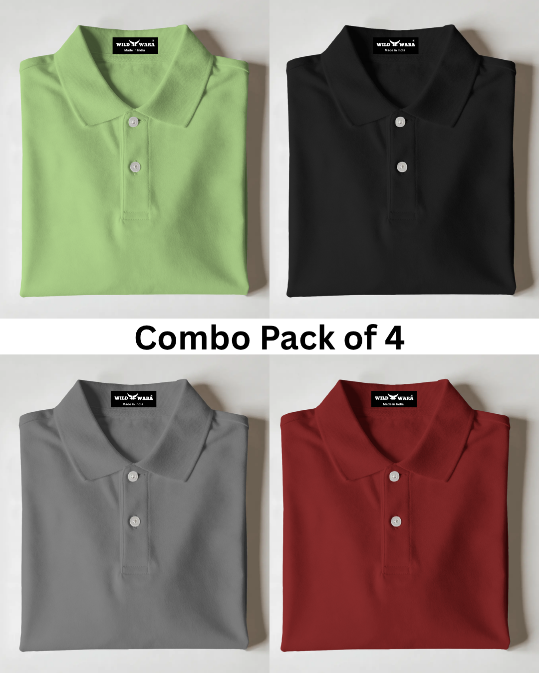 Combo Pack of 4 - Collar T-Shirts
