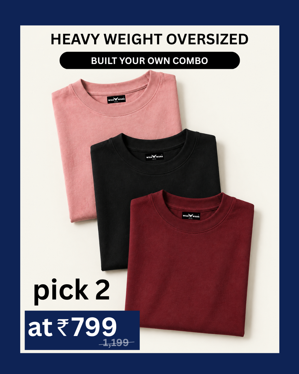 Pack of 2 - Soft Oversized Plain T-Shirts